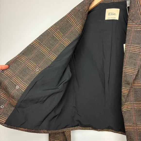 NWT Elie Tahari Windowpane Plaid Cropped Blazer‎ Jacket 10 - Picture 8 of 10
